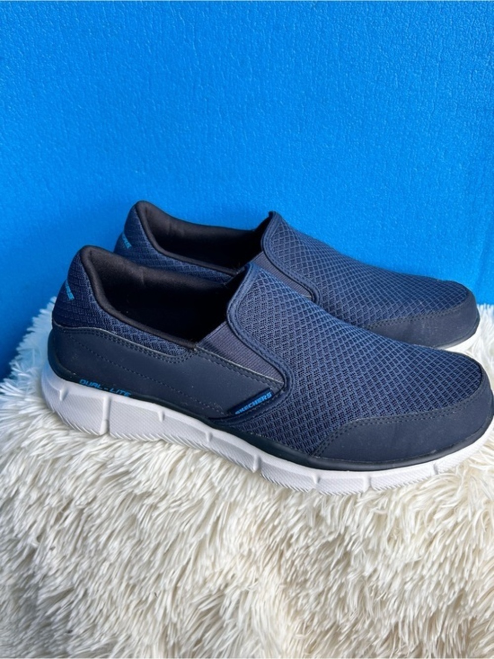 Skechers Men's Navy Blue Slip-On Mesh Comfort Shoes